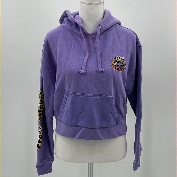 Cross Colours Black Lives Are Loved Cropped Sweatshirt in Lilac - Size Small - Picture 1 of 11
